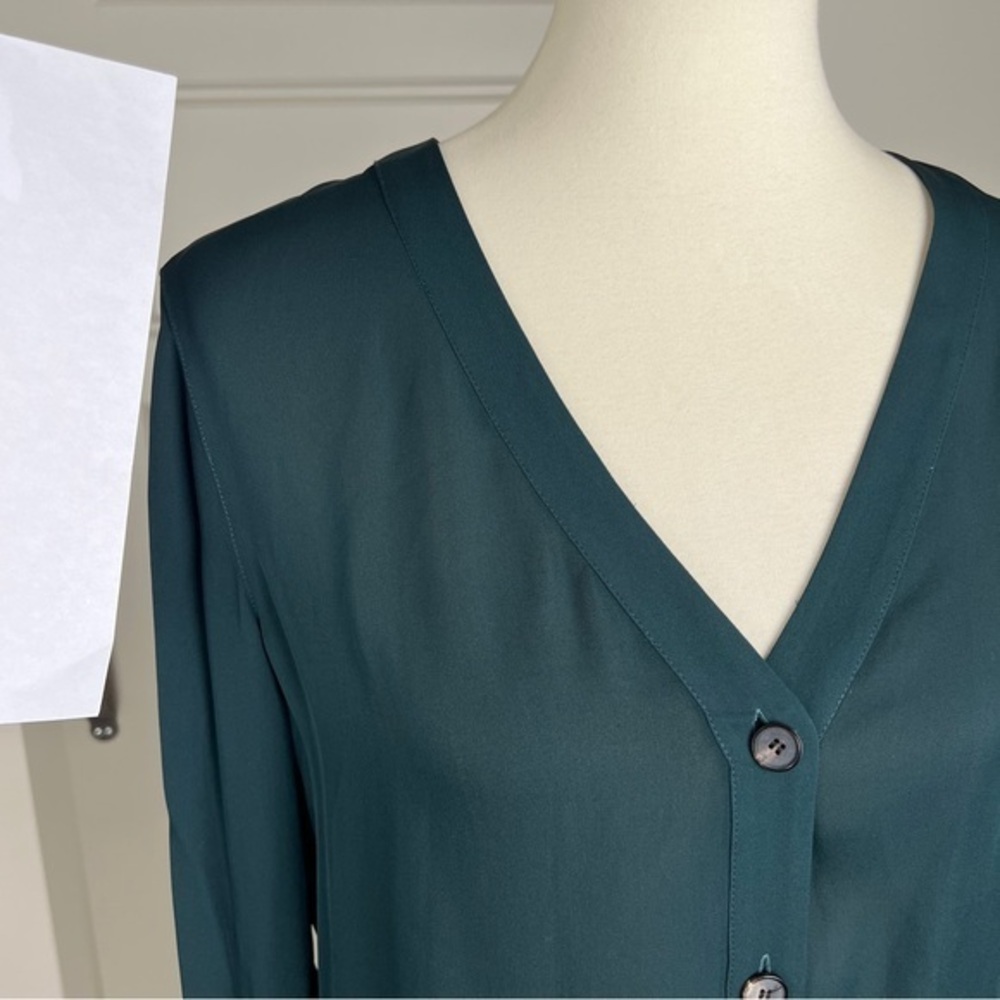 J. Crew Collection 100% Silk Chiffon Blouse – Teal Green – Size 4 - Picture 7 of 9